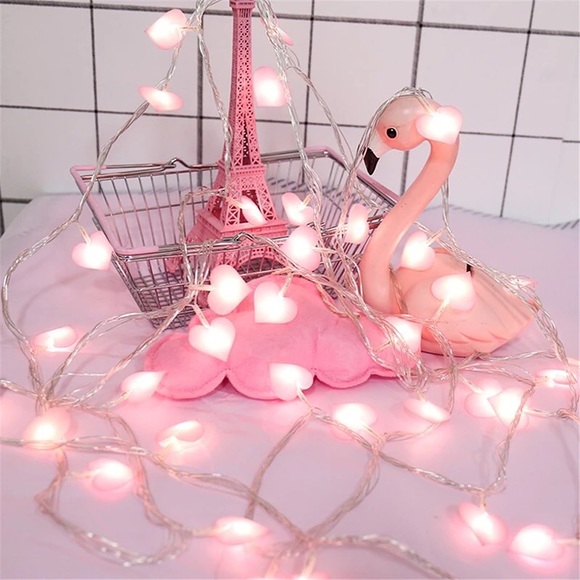 Other - Led heart string Lights cute love home room decor pink blue wall decoration